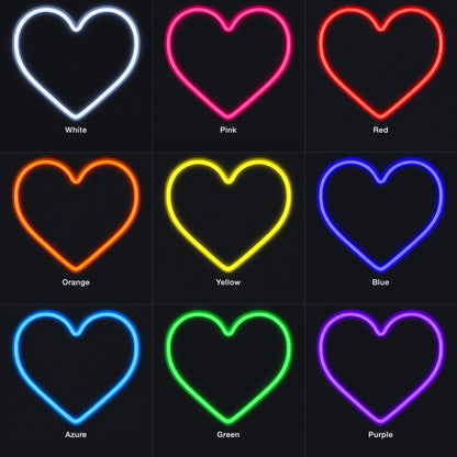 Heart LED Neon Sign for Man Cave Dimmable Wall Decor - Color Grid
