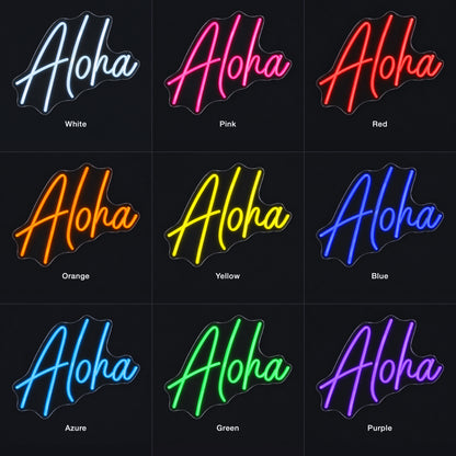 Aloha LED Neon Sign Porch Style Script - Color Grid