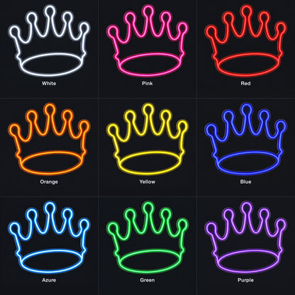 Crown LED Neon Sign for Man Cave Dimmable Wall Decor - Color Grid