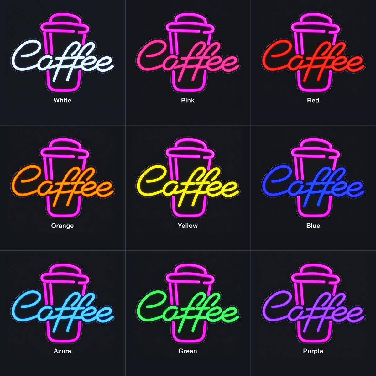 Coffee Cup LED Neon Sign for Man Cave Dimmable Wall Decor - Color Grid