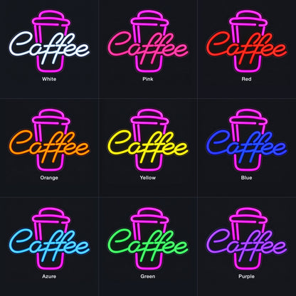 Coffee Cup LED Neon Sign for Man Cave Dimmable Wall Decor - Color Grid