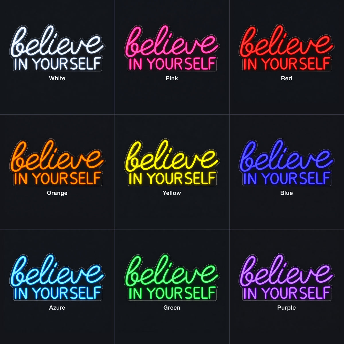 Believe in Your Self LED Neon Sign Dimmable Wall Light - Color Grid