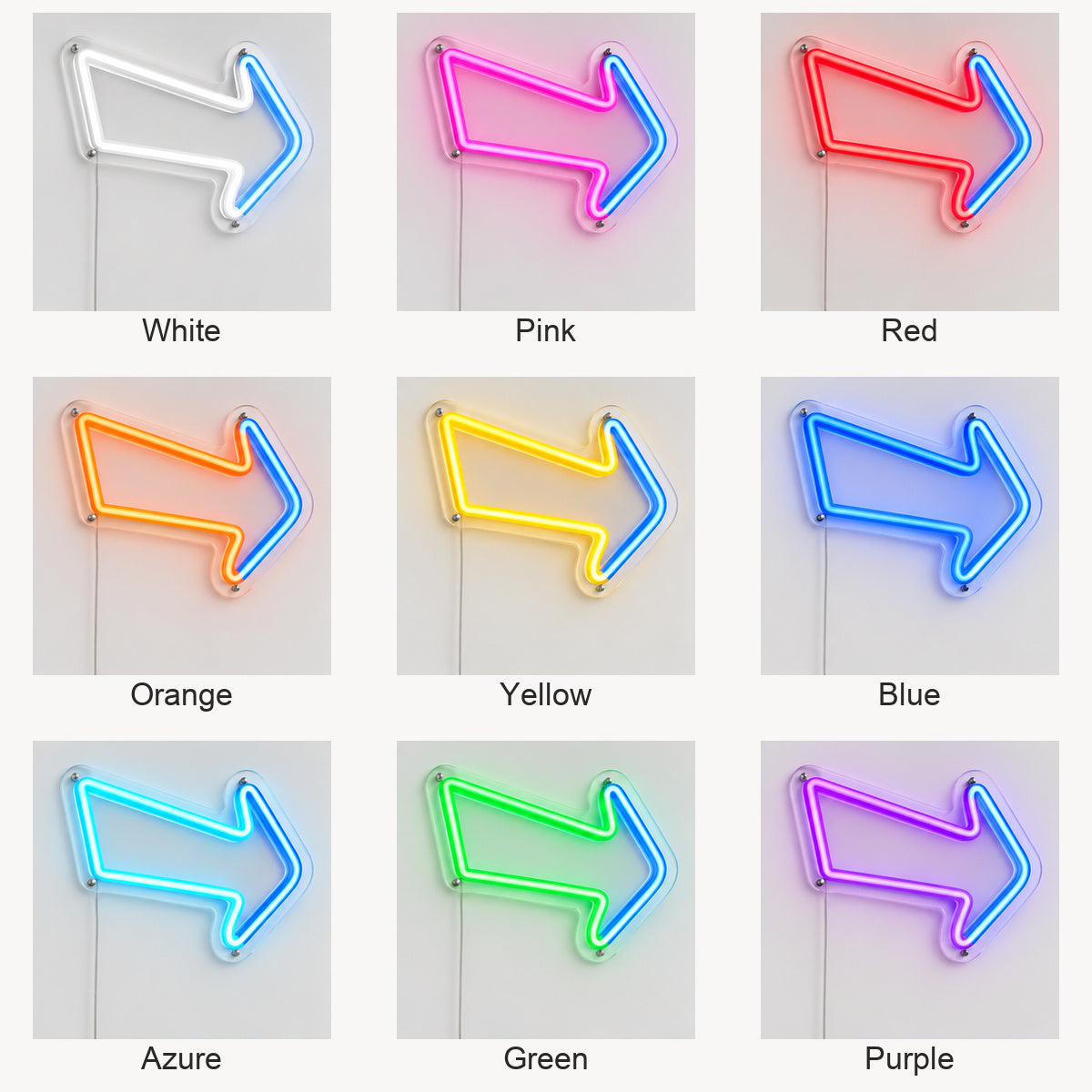 Right Arrow Vintage LED Neon Sign Wall Neon Signs - Color Grid