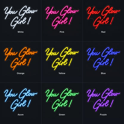You Glow Girl LED Neon Sign Clean Script with Exclamation - Color Grid