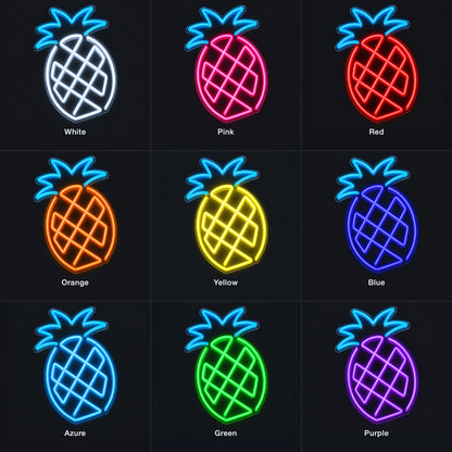 Pineapple LED Neon Sign Line Art Outline Style - Color Grid
