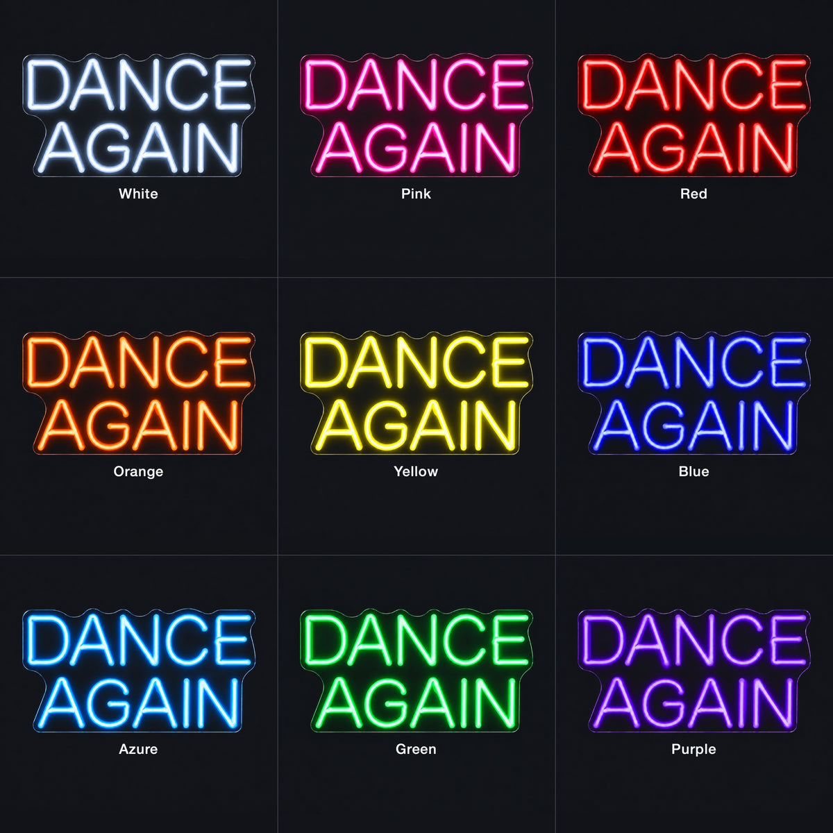 Dance Again LED Neon Sign for Party Dimmable Backdrop Light - Color Grid