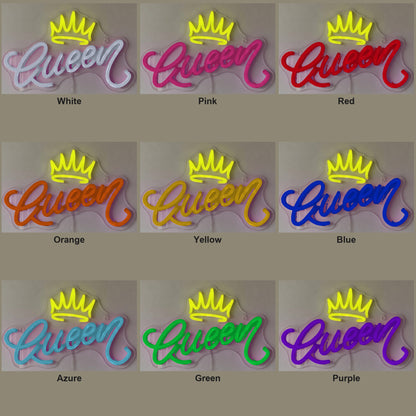 Queen and Crown LED Neon Sign for Salon Light Up Business Decor - Color Grid