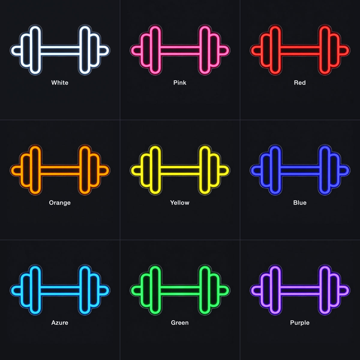 Gym Weight LED Neon Sign for Storefront Light Up Business Decor - Color Grid