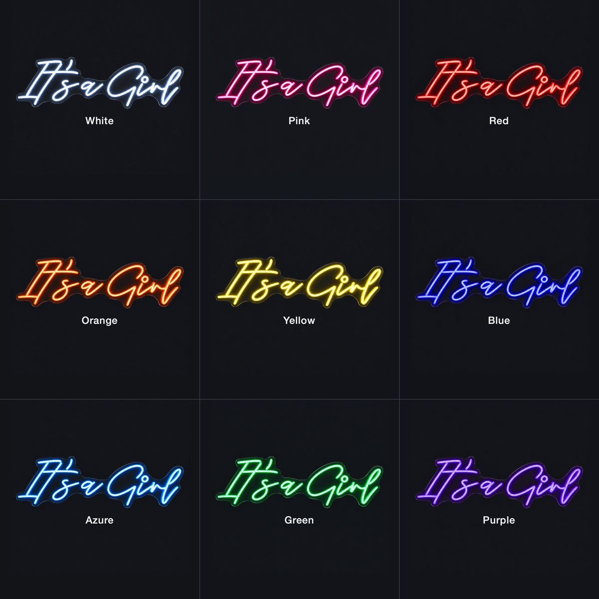 It's a Girl LED Neon Sign Dimmable Wall Light - Color Grid