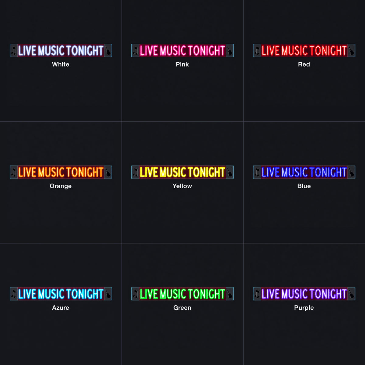 Live Music Tonight LED Neon Sign Dimmable Wall Light - Color Grid