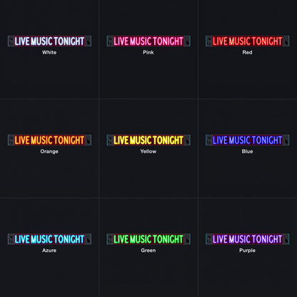 Live Music Tonight LED Neon Sign Dimmable Wall Light - Color Grid