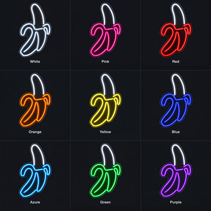 Banana LED Neon Sign for Man Cave Dimmable Wall Decor - Color Grid
