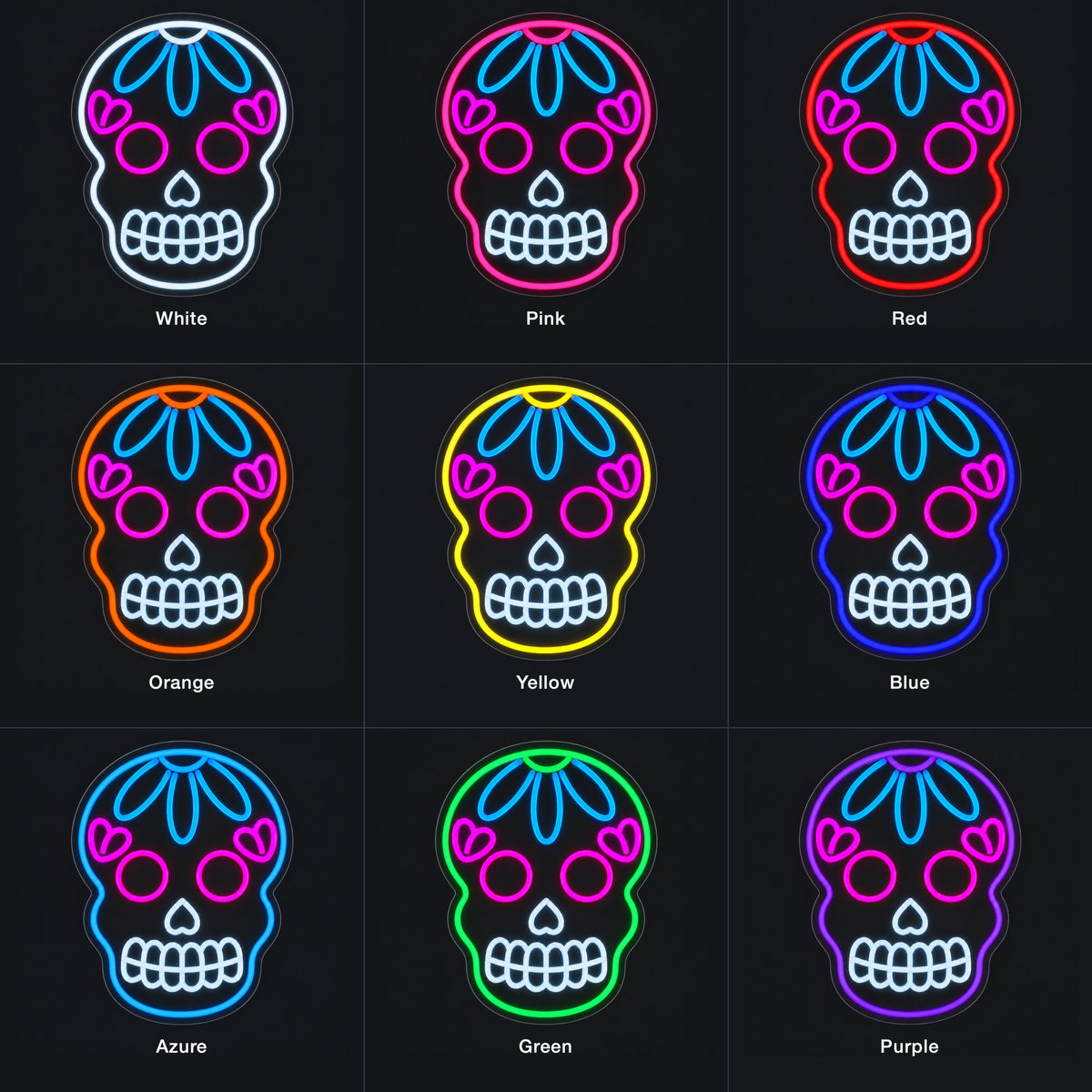 Day of The Dead Skull LED Neon Sign Dimmable Wall Light - Color Grid