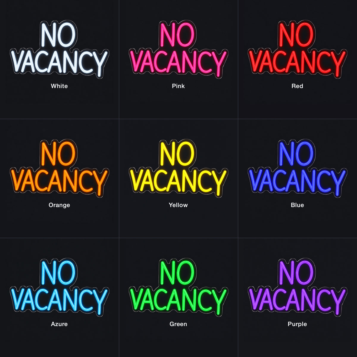 No Vacancy LED Neon Sign Dimmable Wall Light - Color Grid
