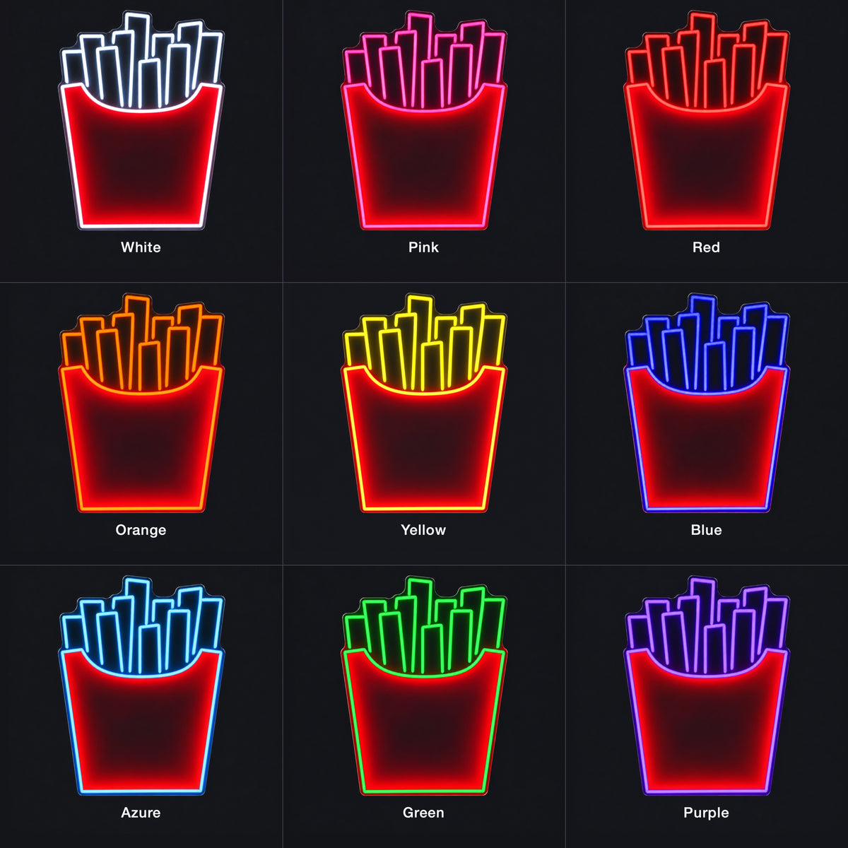 French Fries LED Neon Sign Dimmable Wall Light - Color Grid
