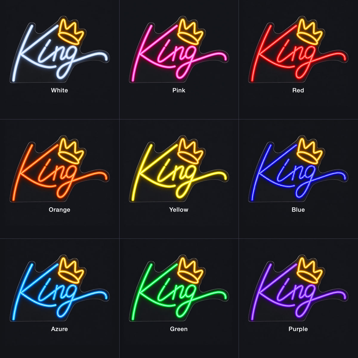 King Crown LED Neon Sign for Photo Booth Light Up Party Decor - Color Grid