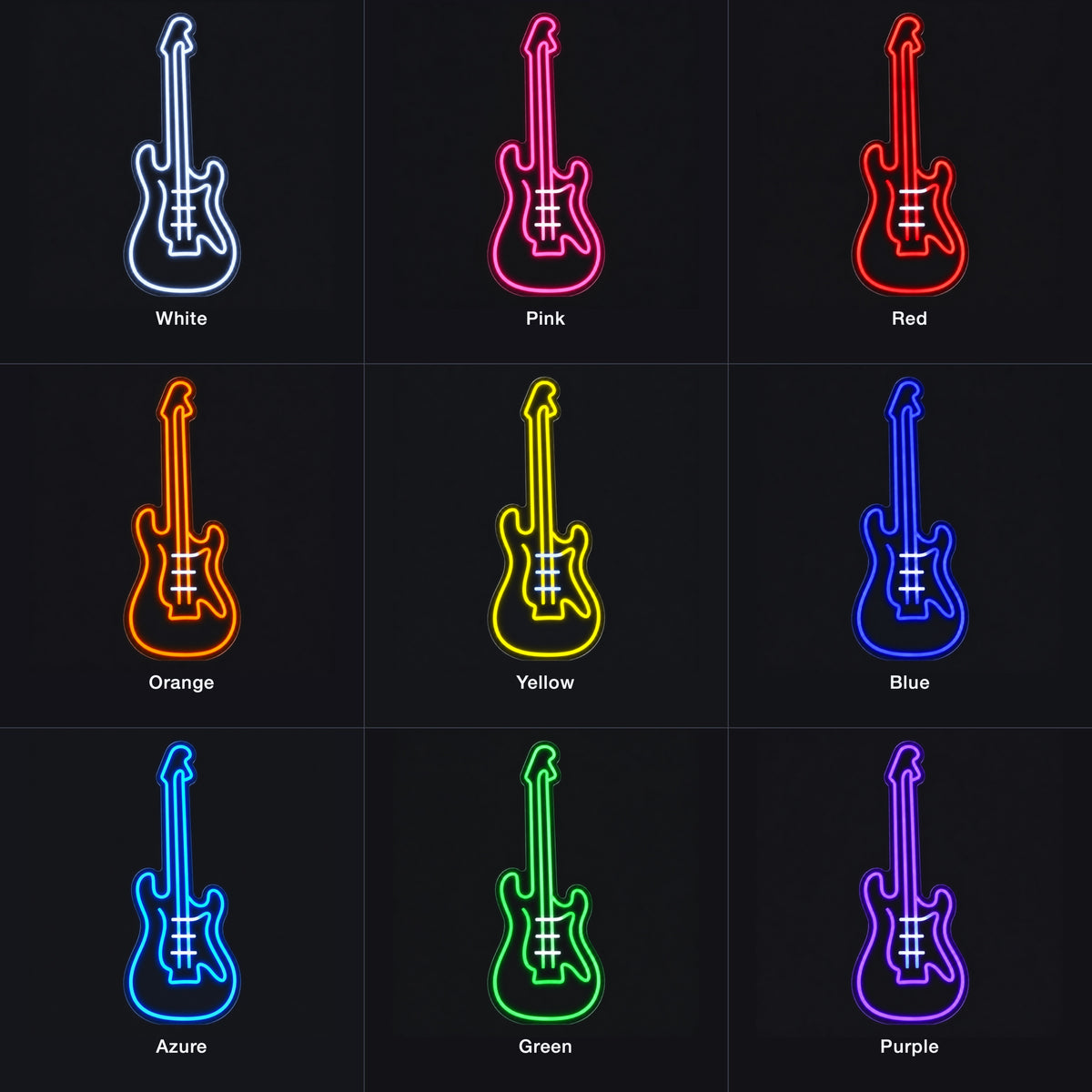 Electric Guitar LED Neon Sign Dimmable Wall Light - Color Grid