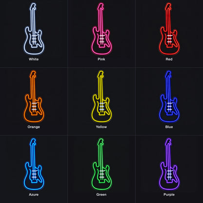 Electric Guitar LED Neon Sign Dimmable Wall Light - Color Grid