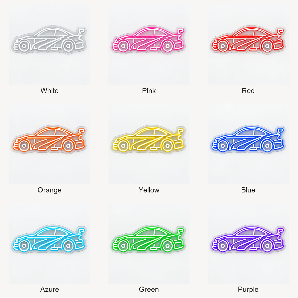 Sports Car Silhouette Vintage LED Neon Sign Wall Neon Signs - Color Grid