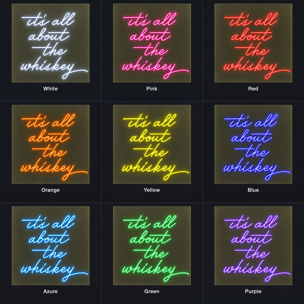 It's All About The Whiskey LED Neon Sign Dimmable Wall Light - Color Grid