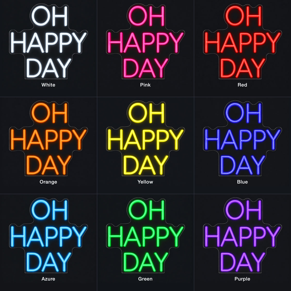 Oh Happy Day LED Neon Sign Dimmable Wall Light - Color Grid
