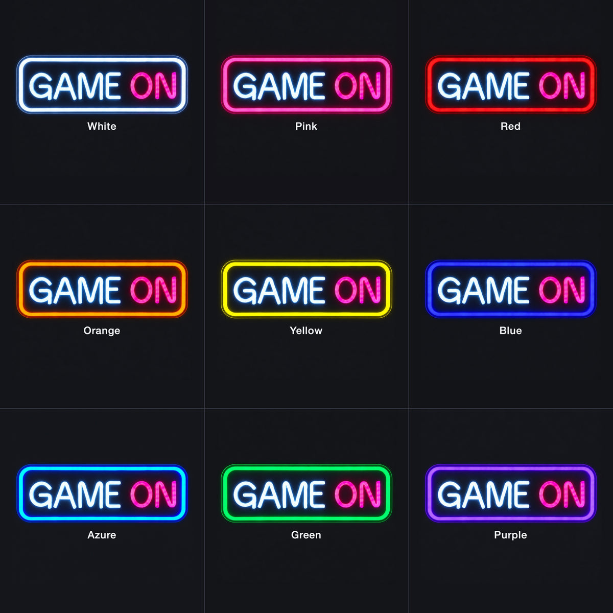 Game On LED Neon Sign for Man Cave Dimmable Wall Decor - Color Grid