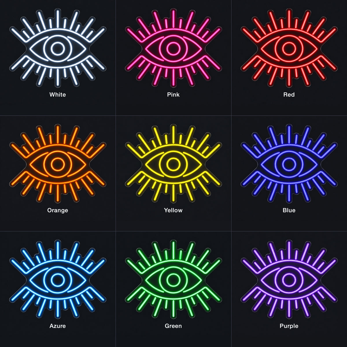 Evil Eye LED Neon Sign for Storefront Light Up Business Decor - Color Grid