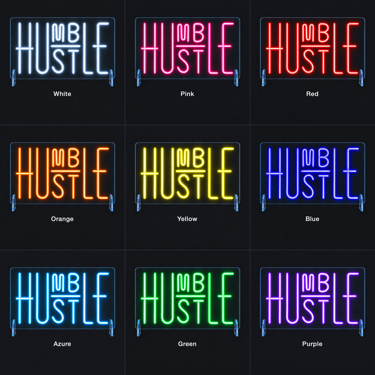 Hustle Humble LED Neon Sign for Office Light Up Business Decor - Color Grid