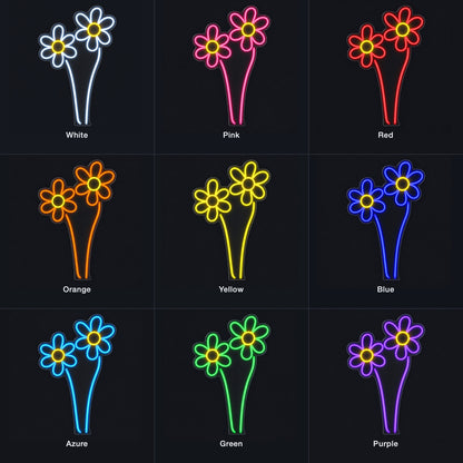 Chamomile Flower LED Neon Sign for Photo Booth Light Up Party Decor - Color Grid