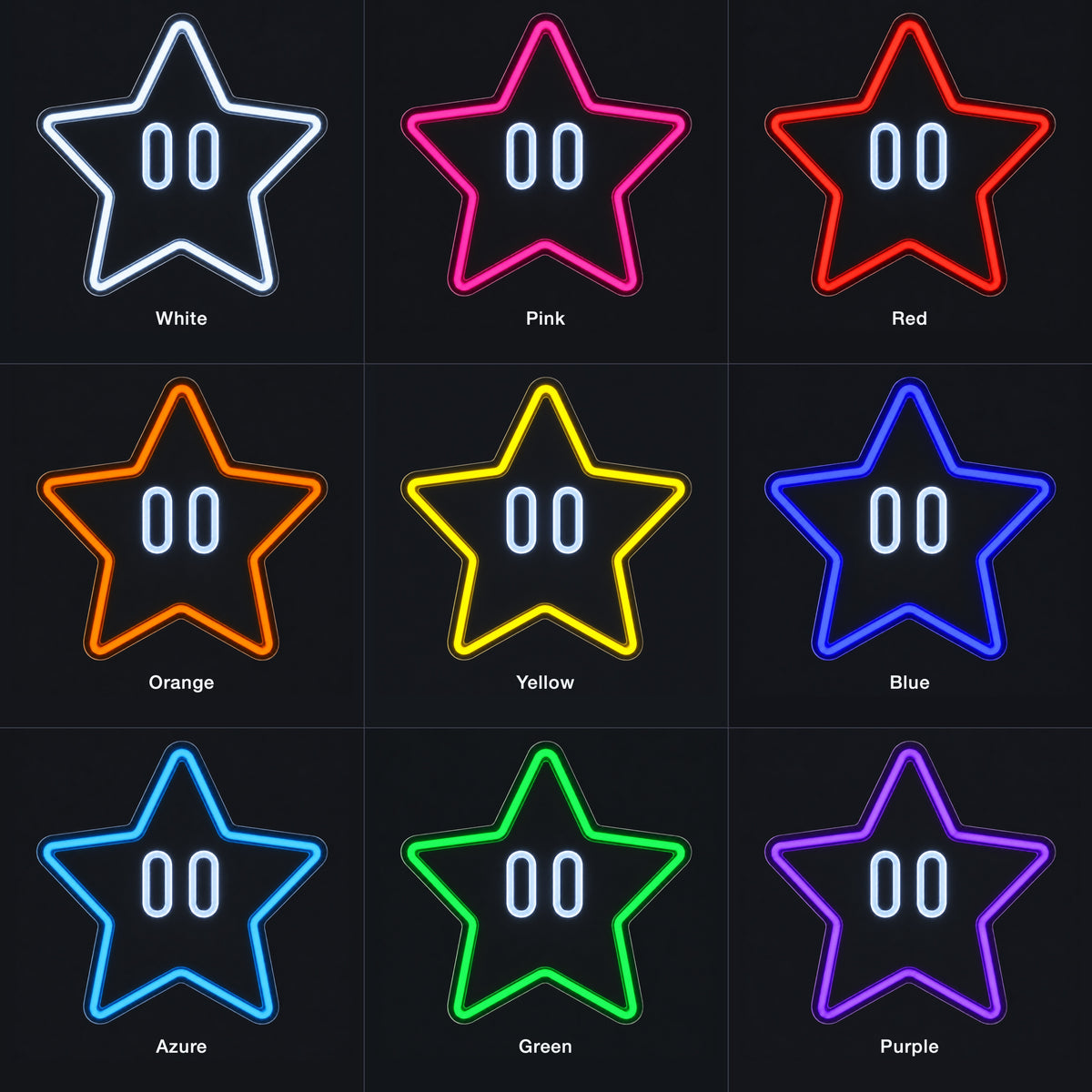 Star LED Neon Sign Double Outline Star - Color Grid