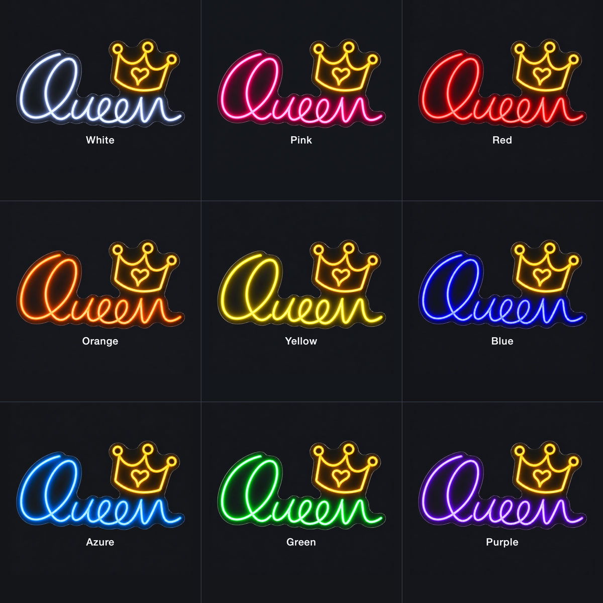 Queen LED Neon Sign for Salon Light Up Business Decor - Color Grid