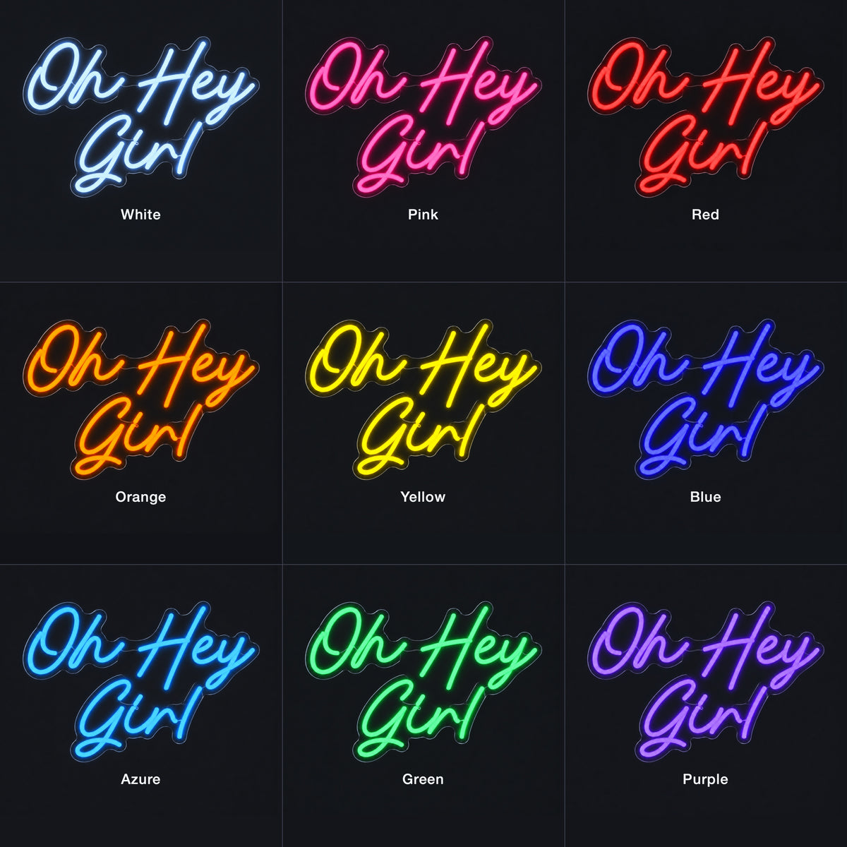 Oh Hey Girl LED Neon Sign Dimmable Wall Light - Color Grid