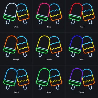 Ice Cream LED Neon Sign Twin Popsicle Design - Color Grid