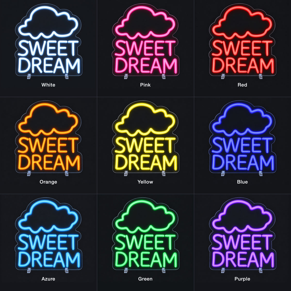Sweet Dream LED Neon Sign for Man Cave Dimmable Wall Decor - Color Grid