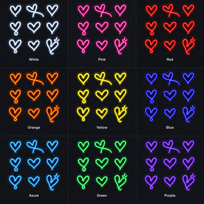 Hearts Neon Sign - Color Grid