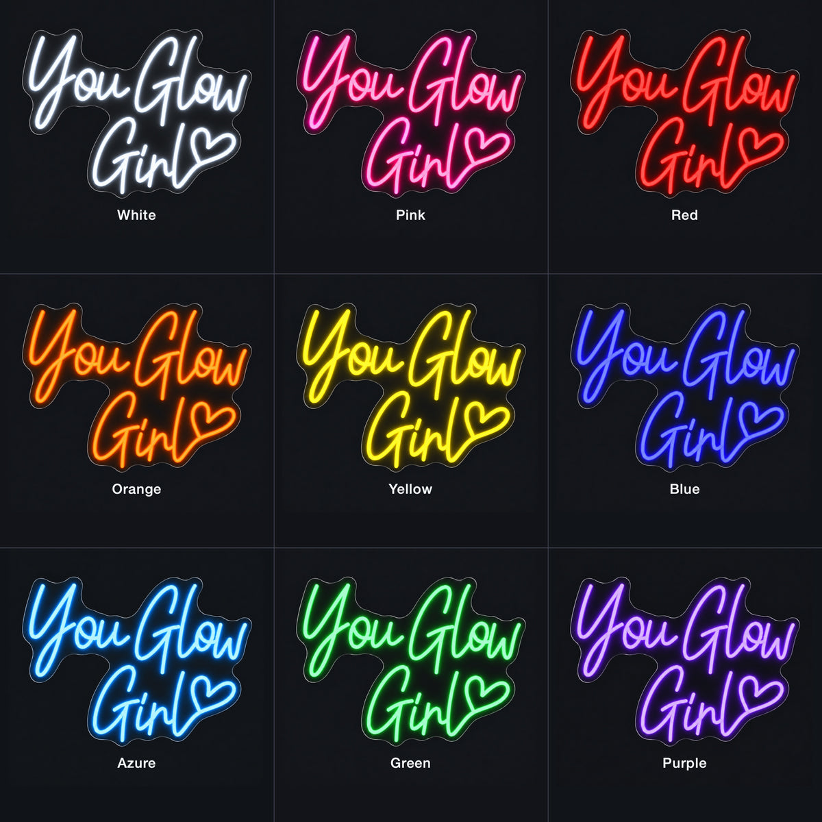 You Glow Girl LED Neon Sign for Wedding Light Up Party Decor - Color Grid