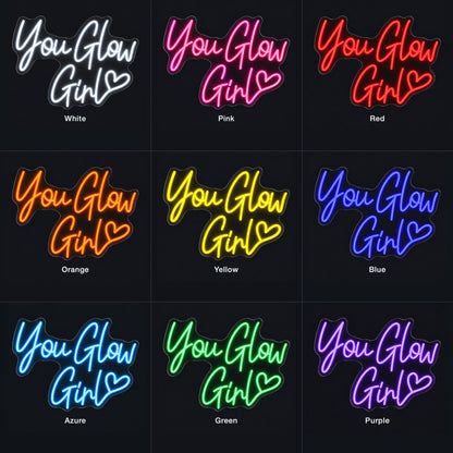 You Glow Girl LED Neon Sign for Wedding Light Up Party Decor - Color Grid