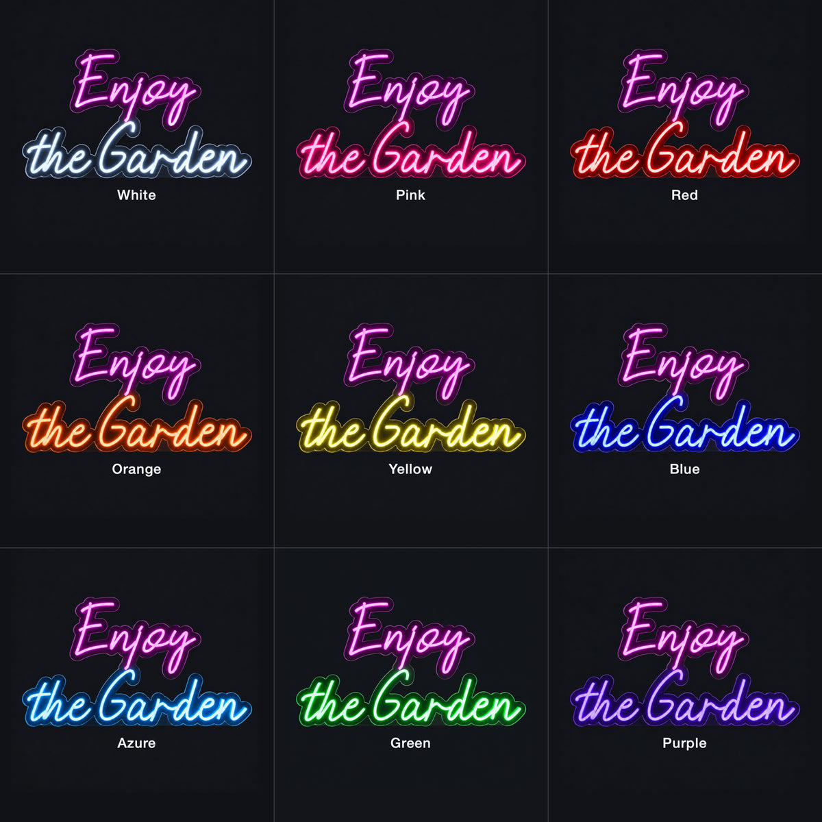 Enjoy The Garden LED Neon Sign for Storefront Light Up Business Decor - Color Grid