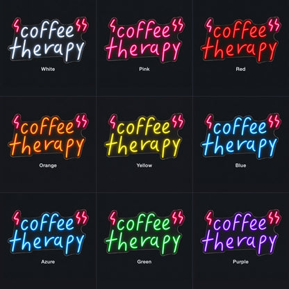 Coffee Therapy Neon Sign - Color Grid