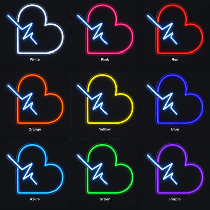 Heart LED Neon Sign for Wedding Light Up Party Decor - Color Grid