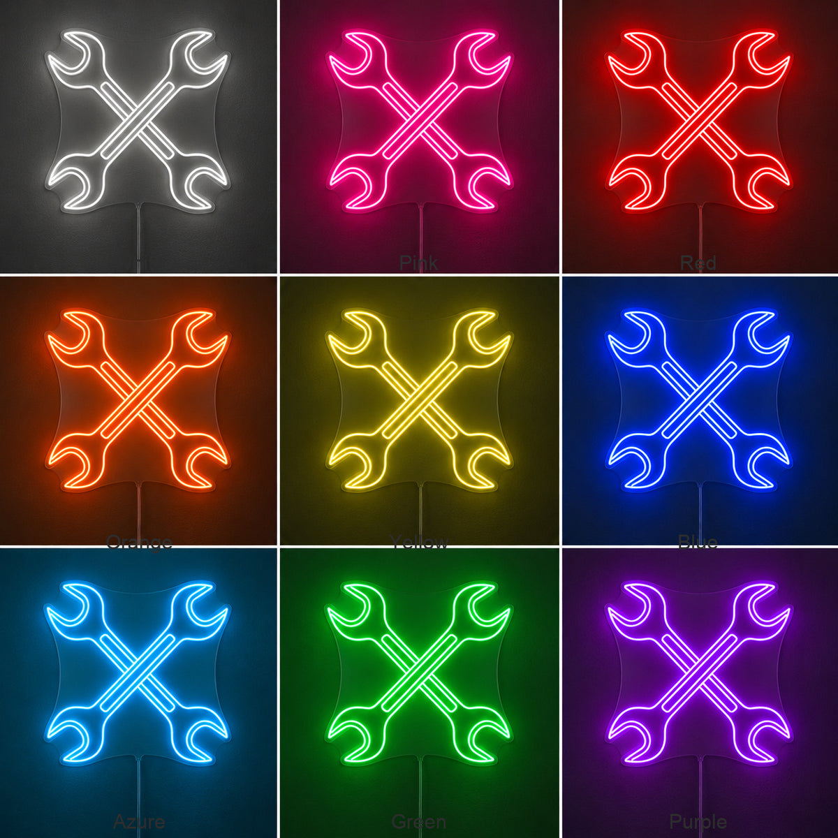 Mechanic Wrenches LED Neon Sign Wall Neon Signs - Color Grid