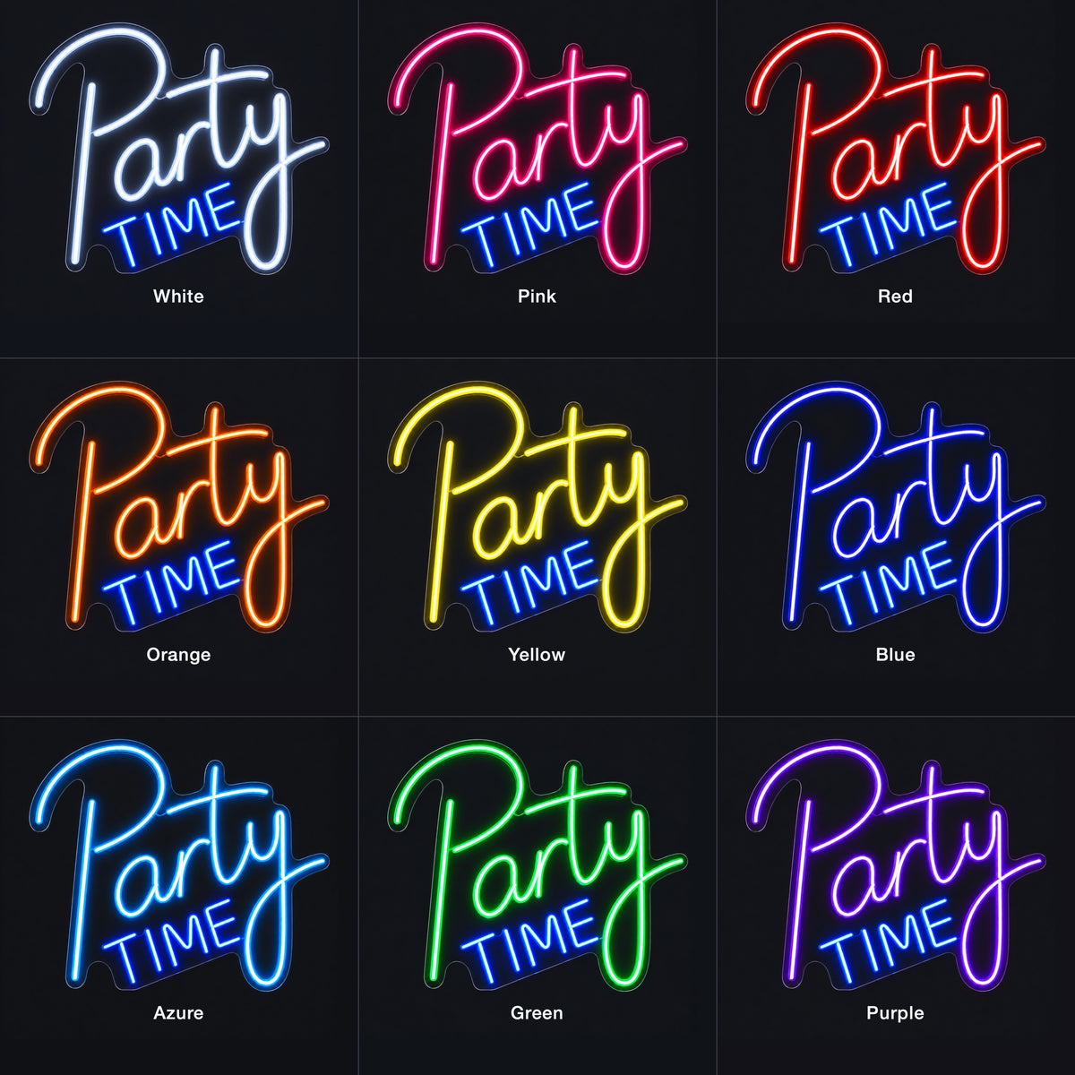 Party Time LED Neon Sign for Wedding Dimmable Backdrop Light - Color Grid