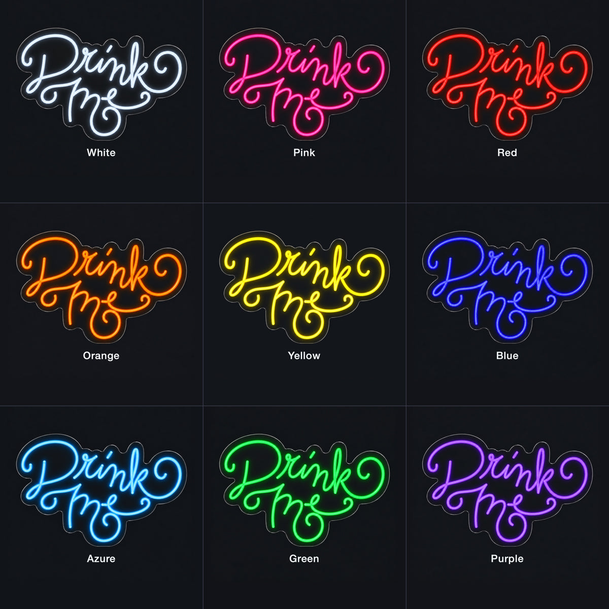 Drink Me LED Neon Sign Dimmable Wall Light - Color Grid