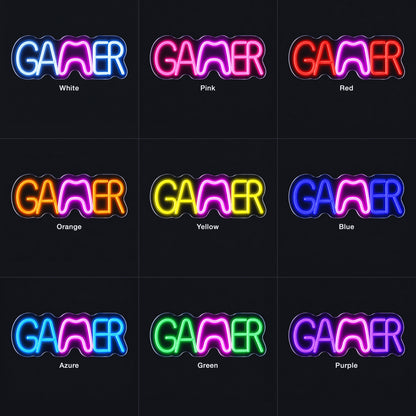 Gamer LED Neon Sign for Man Cave Dimmable Wall Decor - Color Grid