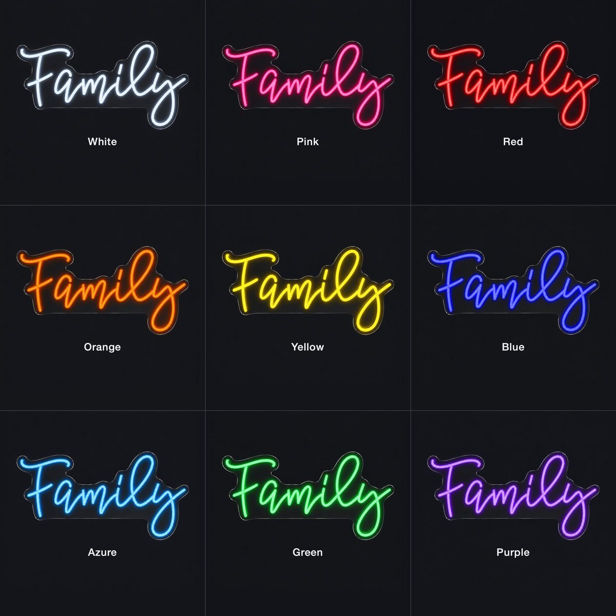 Family Home Decor Neon Sign - Color Grid