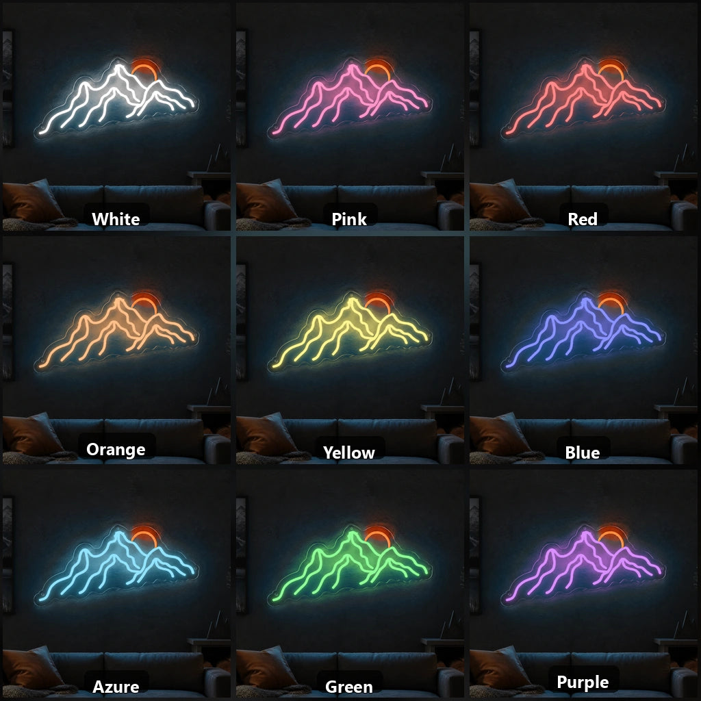 Sunset Behind Mountain Range Vintage LED Neon Sign Home Neon Signs - Shineneon