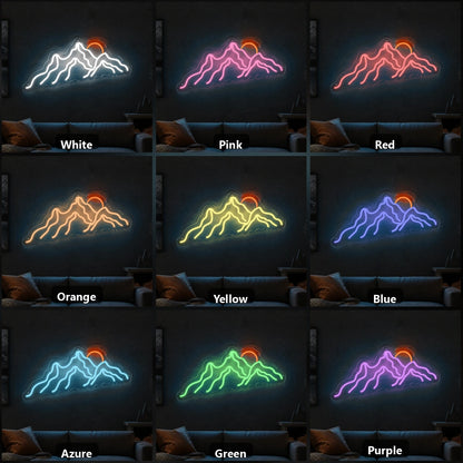 Sunset Behind Mountain Range Vintage LED Neon Sign Home Neon Signs - Shineneon