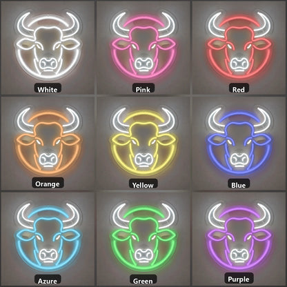 Round Frame Bull Head Vintage LED Neon Sign Home Neon Signs - Shineneon