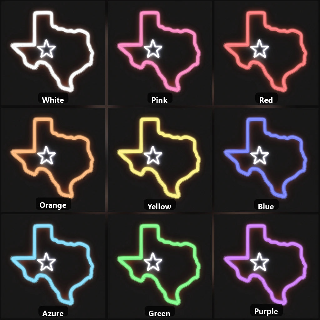 Texas Map Lone Star Vintage LED Neon Sign Home Neon Signs - Shineneon