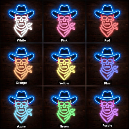 Skeleton Cowboy Hat Scarf Vintage LED Neon Sign Home Neon Signs - Shineneon